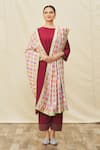 Shop_Samyukta Singhania_Multi Color Chanderi Embroidered Phulkari Geometric Floral Work Dupatta _Online_at_Aza_Fashions