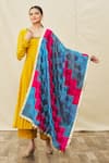 Buy_Samyukta Singhania_Multi Color Silk Embroidered Phulkari Work Contrast Border Dupatta _Online_at_Aza_Fashions