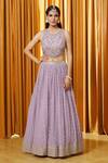 Alaya Advani_Purple Georgette, Lining Butter Crepe Sequin, Lehenga Set With Blouse_Online_at_Aza_Fashions