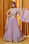 Buy_Alaya Advani_Purple Georgette, Lining Butter Crepe Sequin, Lehenga Set With Blouse_at_Aza_Fashions