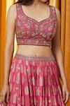Shop_Alaya Advani_Red Patterned Lehenga Set With Embellished Blouse