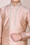 Shop_Petite Pomme_Beige Silk Embroidery Kurta Set _Online_at_Aza_Fashions
