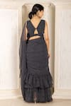Shop_Inara Jaipur_Black Georgette Leheriya Printed Pre-draped Ruffle Saree With Blouse _at_Aza_Fashions