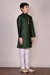 Petite Pomme Green Silk Embroidery Textured Kurta With Churidar Online at Aza Fashions Petite Pomme_Green Silk Embroidery Textured Kurta With Churidar_Online_at_Aza_Fashions