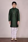 Buy Petite Pomme Green Silk Embroidery Textured Kurta With Churidar Online at Aza Fashions Buy_Petite Pomme_Green Silk Embroidery Textured Kurta With Churidar_Online_at_Aza_Fashions