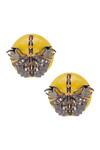Shop_Outhouse_Gold Plated Crystals Papilio Button Stud Earrings _at_Aza_Fashions