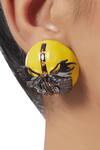 Outhouse_Gold Plated Crystals Papilio Button Stud Earrings _Online_at_Aza_Fashions