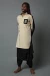 Shop_House of Three_Beige Cotton Linen Plain Skanda Dhoti Pant  _Online_at_Aza_Fashions