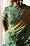 Archana Jaju_Green Saree Handloom Cotton Kanjeevaram And Blouse Hand Painted & With _Online_at_Aza_Fashions