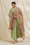 Shop_Adara Khan_Off White Chanderi Figurine Pattern Phulkari Dupatta_Online_at_Aza_Fashions