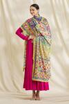 Shop_Adara Khan_Multi Color Chiffon Printed And Mirror Work Phulkari Dupatta_Online_at_Aza_Fashions