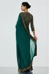 Shop Nakul Sen Green Chiffon Sequin Embellished Saree With Blouse at Aza Fashions Shop_Nakul Sen_Green Chiffon Sequin Embellished Saree With Blouse_at_Aza_Fashions