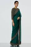 Nakul Sen Green Chiffon Sequin Embellished Saree With Blouse Online at Aza Fashions Nakul Sen_Green Chiffon Sequin Embellished Saree With Blouse_Online_at_Aza_Fashions