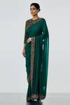 Buy Nakul Sen Green Chiffon Sequin Embellished Saree With Blouse Online at Aza Fashions Buy_Nakul Sen_Green Chiffon Sequin Embellished Saree With Blouse_Online_at_Aza_Fashions
