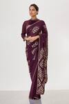 Buy_Nakul Sen_Purple Chiffon Sequin Embroidered Saree With Blouse_at_Aza_Fashions