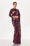 Nakul Sen_Purple Chiffon Sequin Embroidered Saree With Blouse_Online_at_Aza_Fashions