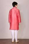 Shop Petite Pomme Pink Silk Embroidery Kurta Set at Aza Fashions Shop_Petite Pomme_Pink Silk Embroidery Kurta Set _at_Aza_Fashions