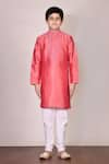 Petite Pomme Pink Silk Embroidery Kurta Set Online at Aza Fashions Petite Pomme_Pink Silk Embroidery Kurta Set _Online_at_Aza_Fashions