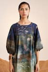 Buy_Cord_Blue Cotton Printed And Embroidered Underwater U Umbrella Dress _Online_at_Aza_Fashions