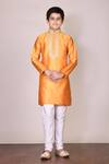 Buy_Arihant Rai Sinha_Yellow Silk, Cotton Embroidery Kurta Set _at_Aza_Fashions