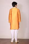 Shop_Arihant Rai Sinha_Yellow Silk, Cotton Embroidery Kurta Set _at_Aza_Fashions