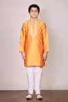 Buy_Arihant Rai Sinha_Yellow Silk, Cotton Embroidery Kurta Set _Online_at_Aza_Fashions