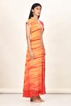 Samyukta Singhania_Orange Chiffon Tie And Dye Mandarin Collar & Kurta _Online_at_Aza_Fashions