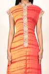 Shop_Samyukta Singhania_Orange Chiffon Tie And Dye Mandarin Collar & Kurta _Online_at_Aza_Fashions