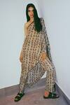 Anamika Khanna_White Silk One Shoulder Tunic And Pant Set_Online_at_Aza_Fashions