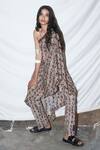 Shop_Anamika Khanna_White Silk One Shoulder Tunic And Pant Set_at_Aza_Fashions