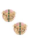 Shop_Outhouse_Gold Plated Crystal Papilio Button Stud Earrings _at_Aza_Fashions