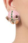 Outhouse_Gold Plated Crystal Papilio Button Stud Earrings _Online_at_Aza_Fashions