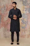 Buy_Devnaagri_Black Silk Chanderi Bundi And Kurta Set _Online_at_Aza_Fashions