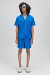 Buy_Terra Luna_Blue 100% Organic Handloom Cotton Palawan Shirt _at_Aza_Fashions