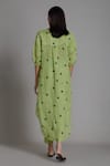 Shop_MATI_Green Pure Linen Embroidered Clubs Motif Straight Trump Card Tunic _at_Aza_Fashions