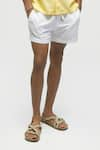 Shop_Terra Luna_White 100% Organic Handloom Cotton Plain Bellando Shorts _at_Aza_Fashions