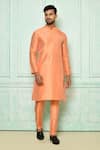 Buy_Arihant Rai Sinha_Orange Kurta Silk Plain And Pant Set_at_Aza_Fashions