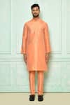 Arihant Rai Sinha_Orange Kurta Silk Plain And Pant Set_Online_at_Aza_Fashions
