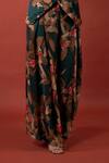 Buy_Rimi Nayak_Green Modal Satin Printed Flower Pattern Pine Box Pleated Trouser  _Online_at_Aza_Fashions