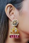 Namasya_Gold Plated Cut Work, Stones Kundan Jhumkas _Online_at_Aza_Fashions
