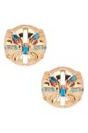 Shop_Outhouse_Gold Plated Crystals Papilio Mini Stud Earrings _at_Aza_Fashions