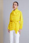 Scarlet Sage_Yellow Polyester Ophelia 4d Chevron Pleated Wrap Jacket_at_Aza_Fashions