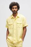 Shop_Terra Luna_Yellow 100% Linen Plain Bellando Shirt _at_Aza_Fashions