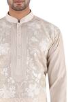 Shop_Sankalan - Men_Beige Chanderi Kurta Set_at_Aza_Fashions