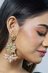 Buy_Namasya_Gold Plated Pearls, Diamonds Carved Dangler Earrings _Online_at_Aza_Fashions