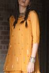 Buy_Enech_Yellow Silk Modal Round Embellished Kurta With Palazzo _Online_at_Aza_Fashions