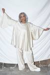 Buy_Anamika Khanna_White Silk Satin Tunic And Pant Set_at_Aza_Fashions