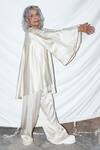 Shop_Anamika Khanna_White Silk Satin Tunic And Pant Set_at_Aza_Fashions
