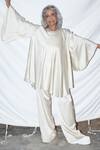 Anamika Khanna_White Silk Satin Tunic And Pant Set_Online_at_Aza_Fashions
