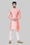 Buy_Arihant Rai Sinha_Pink Dupion Silk Asymmetric Kurta Set_at_Aza_Fashions